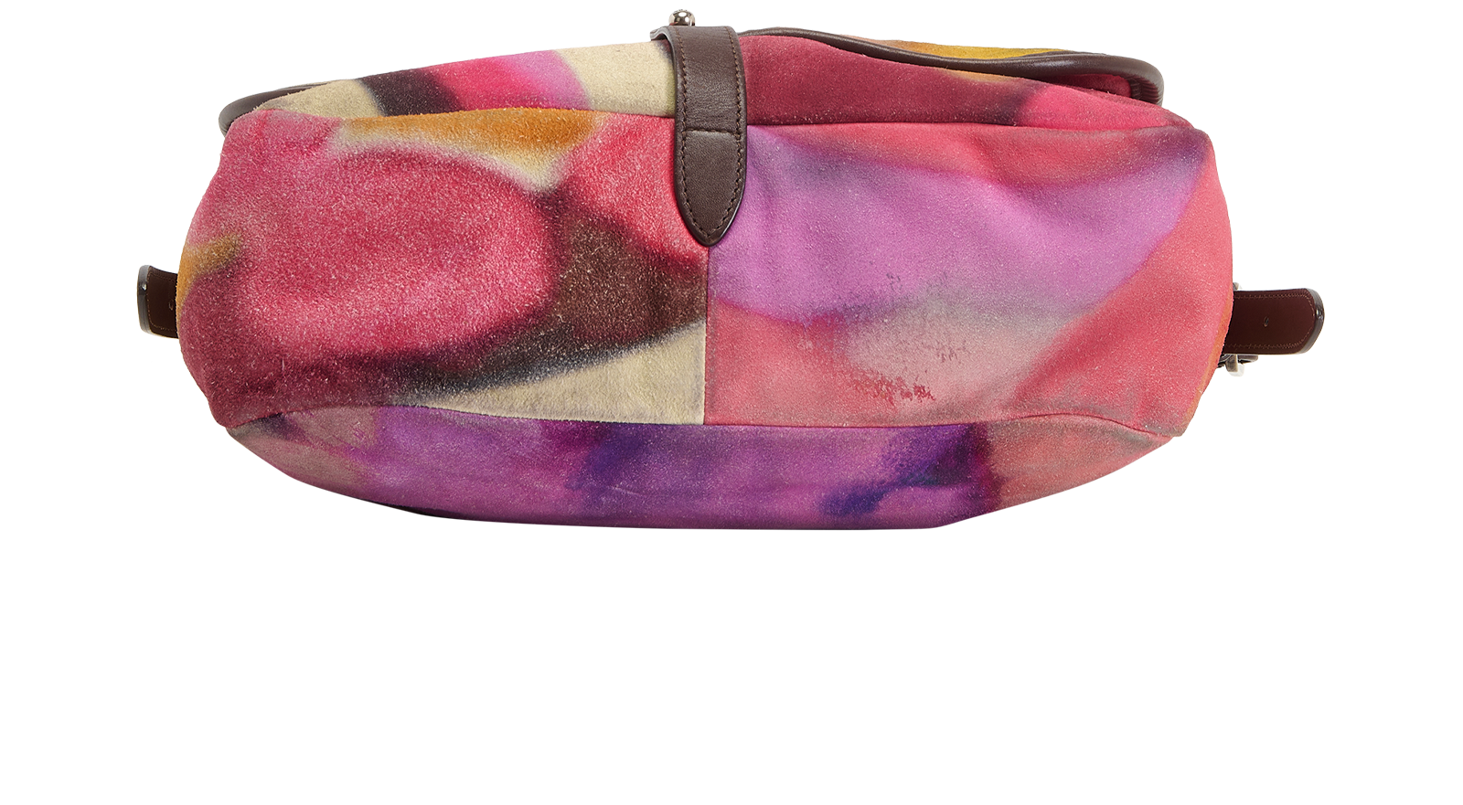 Flower Power Messenger, &pound;2,500, Handbags, Pink/Yellow, Suede, Top view